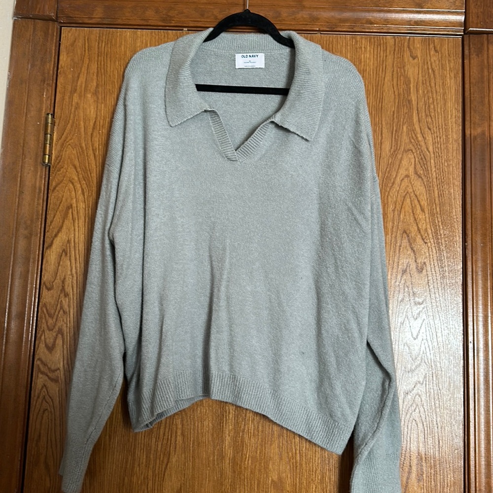 Old Navy 3X Grey Boyfriend/Prep Style Lightweight Layering Sweater